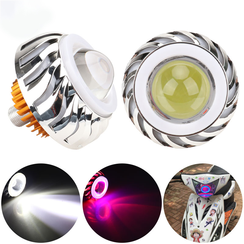 Universal Motorcycle Led Headlight Projector - 1pc Motorcycle Headlight Dual Halo LED