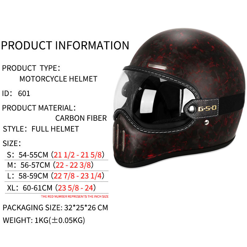 New Retro Carbon Fibre Full Fa - огляд і ціна Carbon Fiber Lightweight Motorcycle Helmet