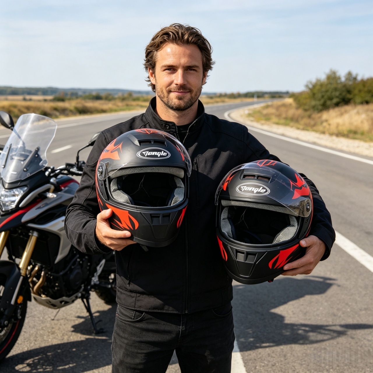Men's Full Face Motorcycle Hel - огляд і ціна Dual Visor Motorcycle Racing Helmet