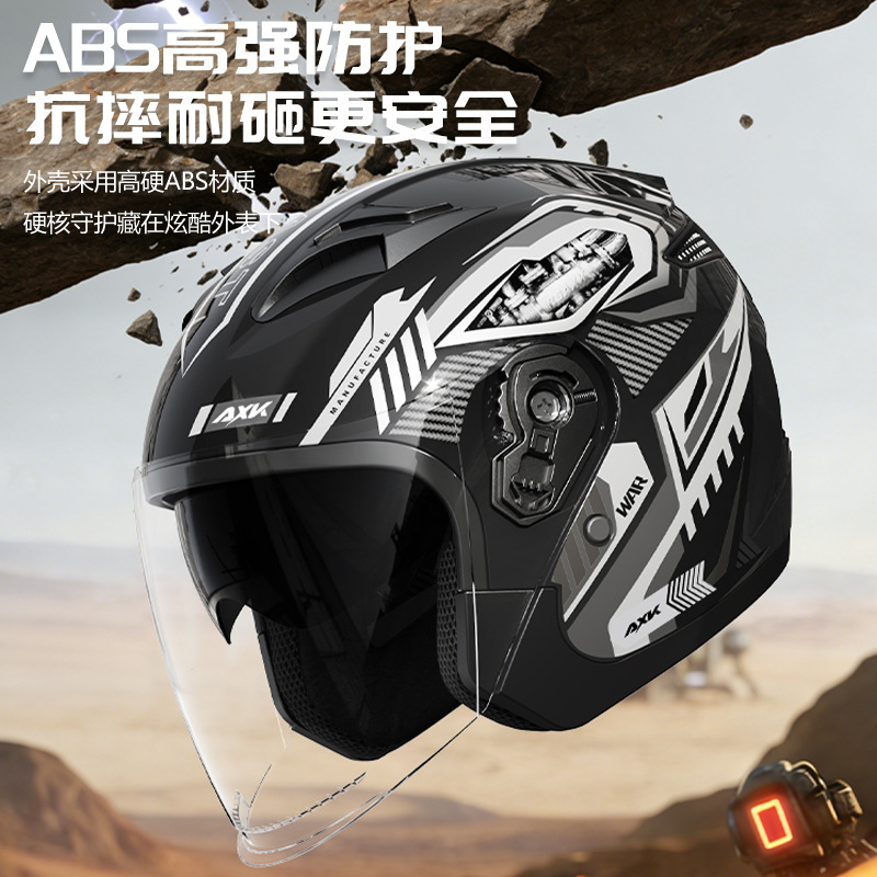 3/4 Open Face Retro Motorcycle - огляд і ціна Dual Visor Motorcycle Racing Helmet